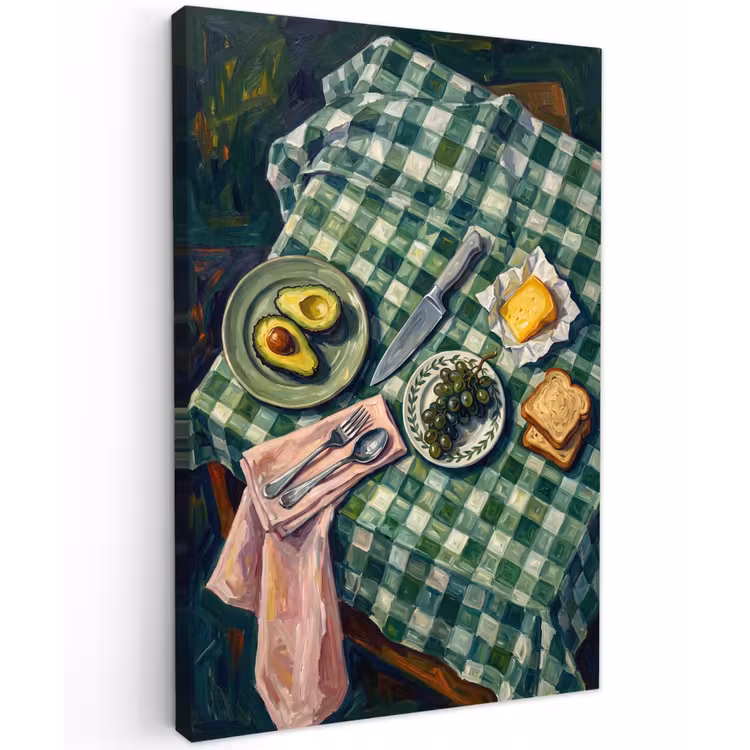 Eten - Ontbijt - Tafel - Modern - Groen Tuinposter op houten frame 2 cm dik klein -3d