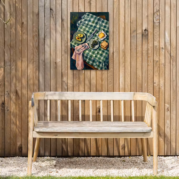 Eten - Ontbijt - Tafel - Modern - Groen Tuinposter op houten frame 2 cm dik klein -sfeer4