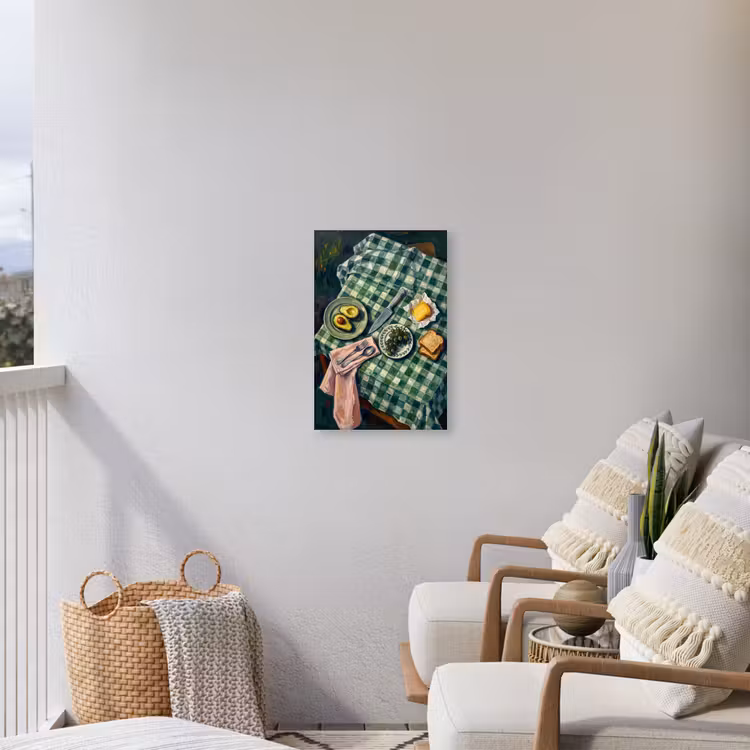 Eten - Ontbijt - Tafel - Modern - Groen Tuinposter op houten frame 2 cm dik klein -sfeer1