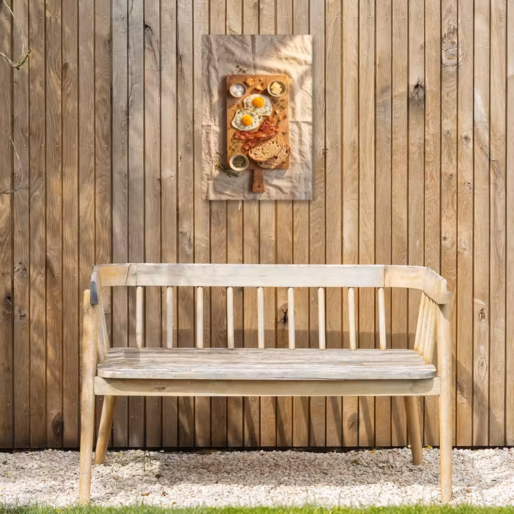 Eten - Ontbijt - Hout - Rustiek - Geel Tuinposter op houten frame 2 cm dik klein -sfeer4
