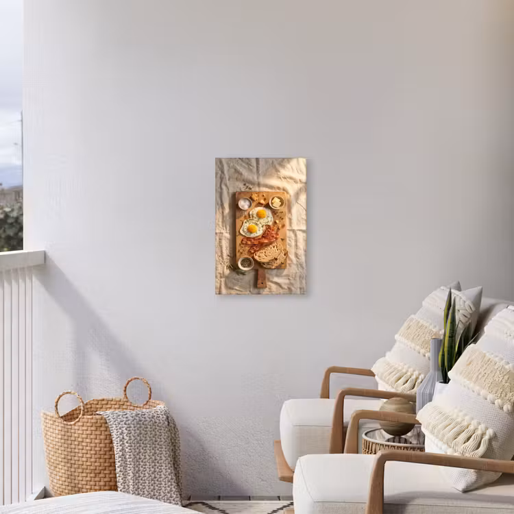 Eten - Ontbijt - Hout - Rustiek - Geel Tuinposter op houten frame 2 cm dik klein -sfeer1