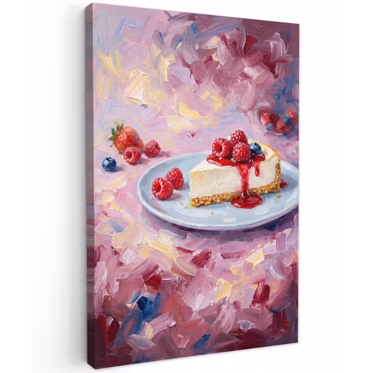 Eten - Cheesecake - Bessen - Abstract - Roze Tuinposter op houten frame 2 cm dik klein -3d