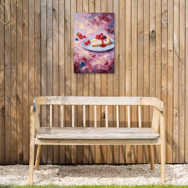 Eten - Cheesecake - Bessen - Abstract - Roze Tuinposter op houten frame 2 cm dik klein -sfeer4