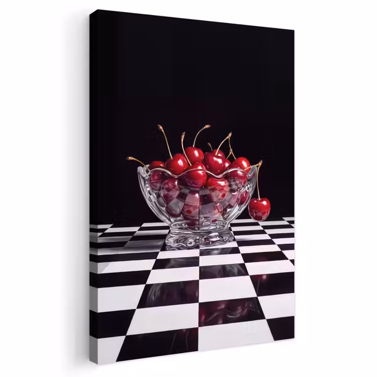 Outdoor Canvas Print - Food - Cherries - Red - Eten - Kersen - Rood Tuinposter op houten frame 2 cm dik klein