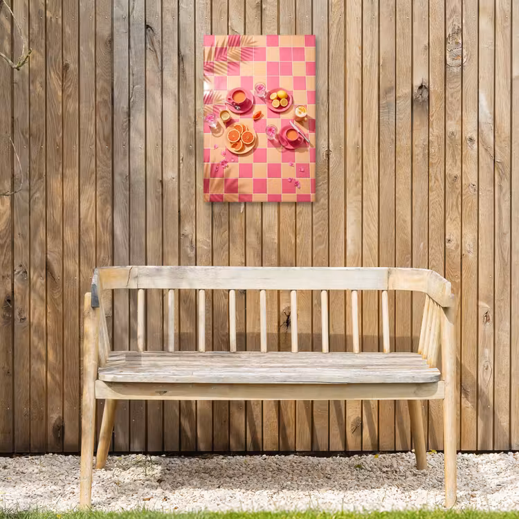 Eten - Citrusvruchten - Stillevens - Roze - Oranje Tuinposter op houten frame 2 cm dik klein -sfeer4