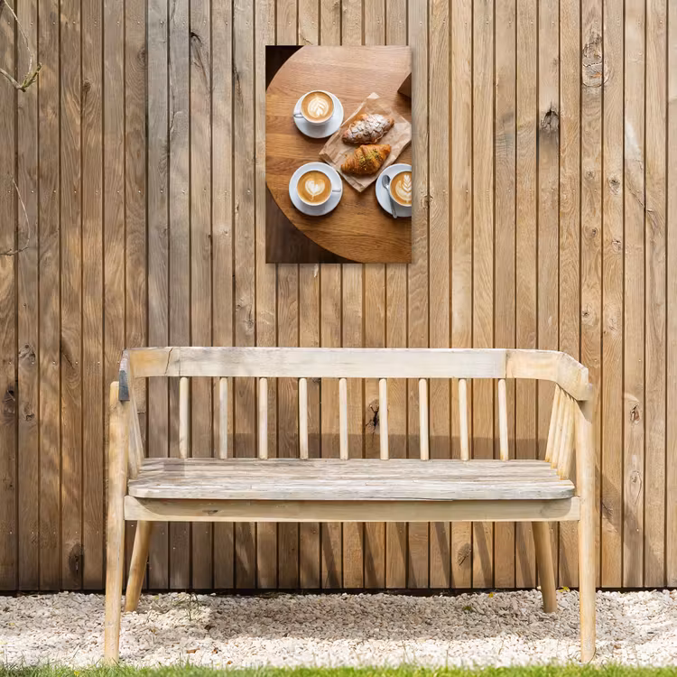 Eten - Croissant - Koffie - Ontbijt - Modern Tuinposter op houten frame 2 cm dik klein -sfeer4
