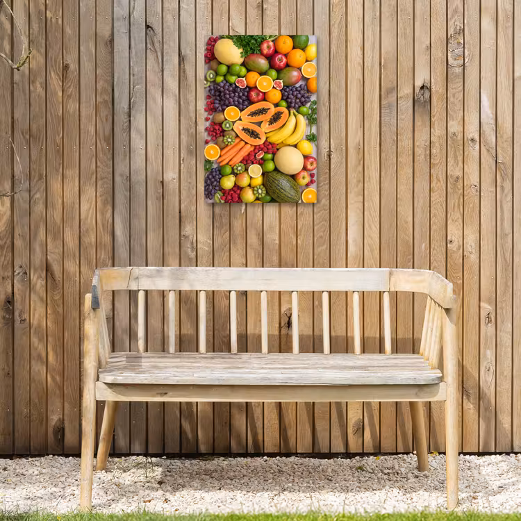 Eten - Fruit - Groenten - Vers - Kleurrijk Tuinposter op houten frame 2 cm dik klein -sfeer4