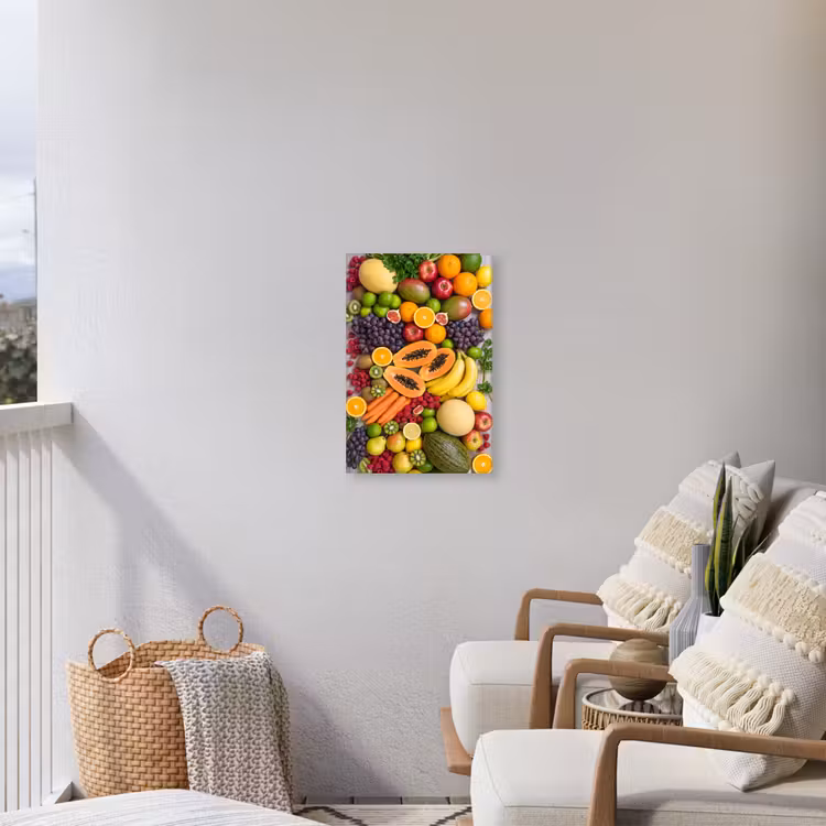 Eten - Fruit - Groenten - Vers - Kleurrijk Tuinposter op houten frame 2 cm dik klein -sfeer1