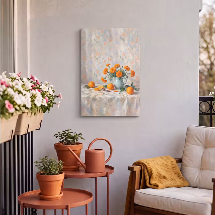Outdoor Canvas Print - Food - Orange - Art - Eten - Oranje - Kunst Tuinposter op houten frame 2 cm dik klein