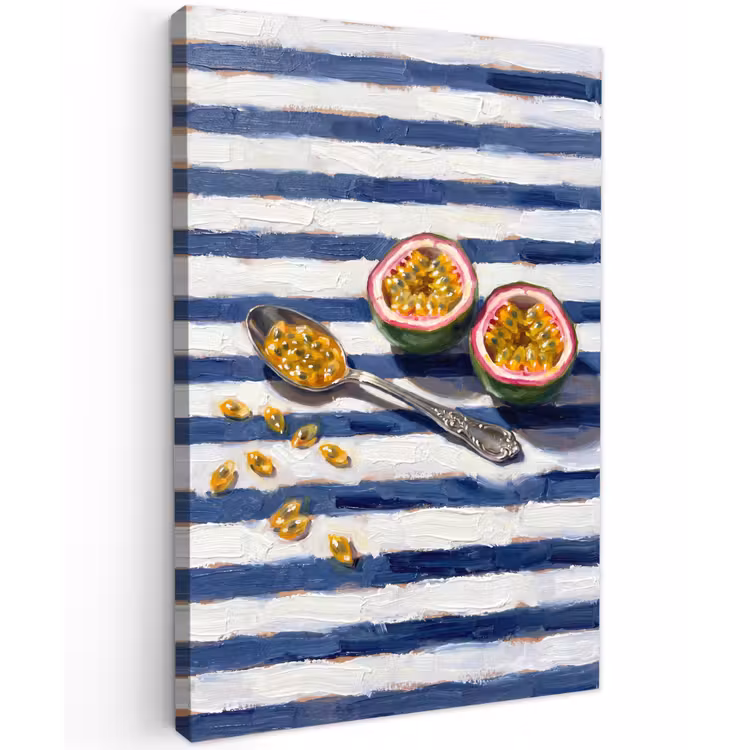 Eten - Passievrucht - Tropisch - Modern - Kleurrijk Tuinposter op houten frame 2 cm dik klein -3d