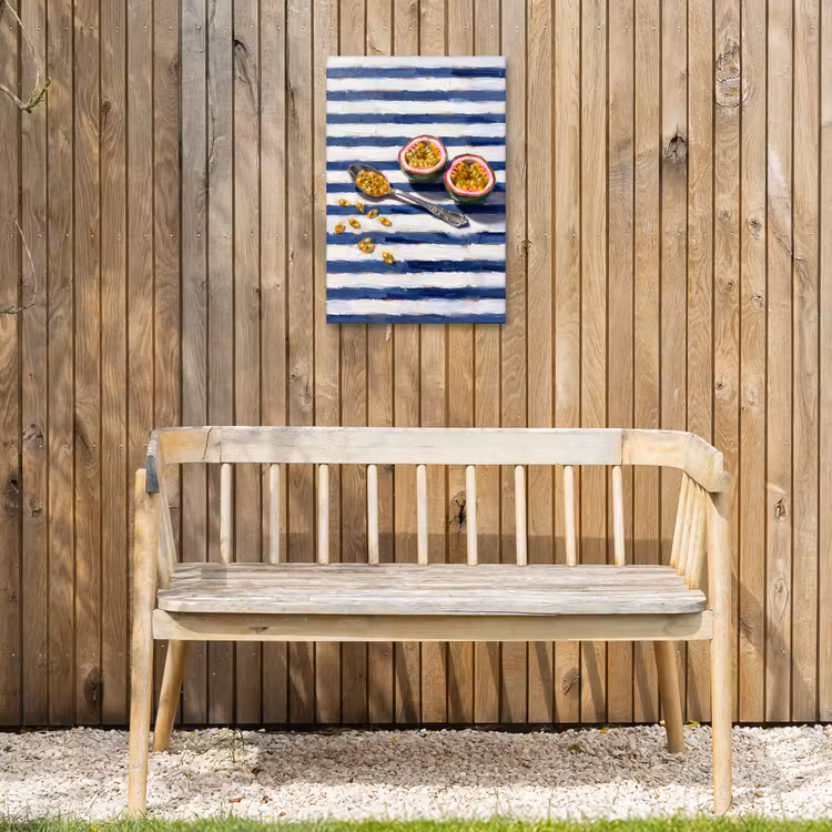 Eten - Passievrucht - Tropisch - Modern - Kleurrijk Tuinposter op houten frame 2 cm dik klein -sfeer4