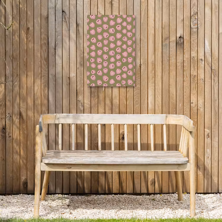 Eten - Patroon - Illustratie - Roze - Groen Tuinposter op houten frame 2 cm dik klein -sfeer4