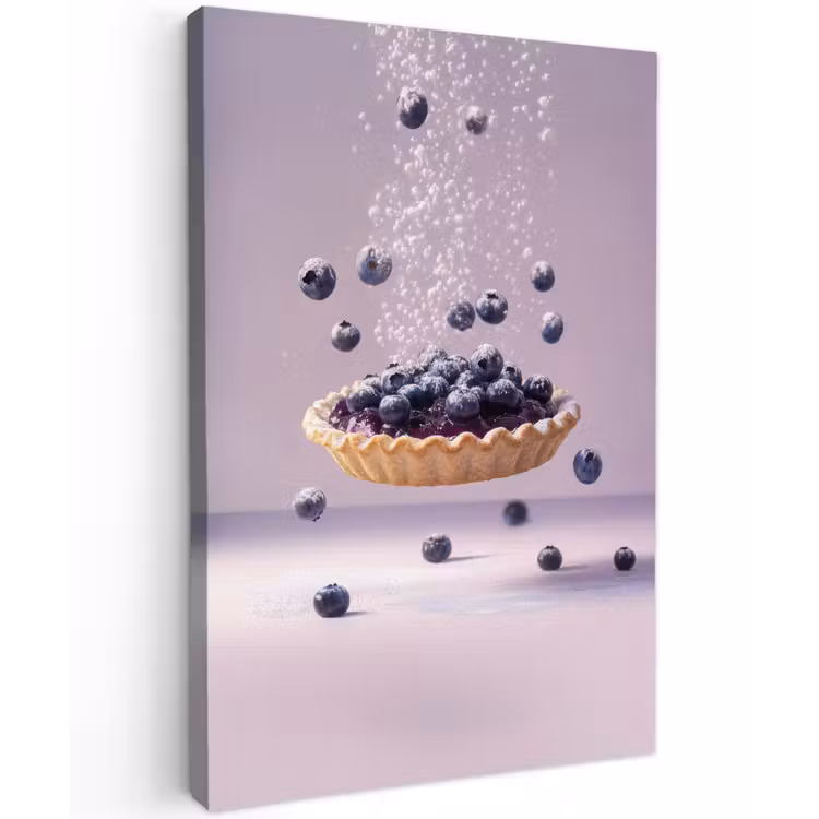 Eten - Taart - Bessen - Blauw Tuinposter op houten frame 2 cm dik klein -3d