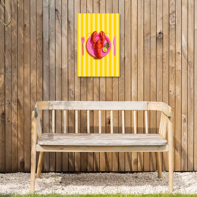 Eten - Roze - Geel - Modern - Culinaire Tuinposter op houten frame 2 cm dik klein -sfeer4