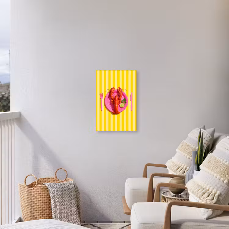 Eten - Roze - Geel - Modern - Culinaire Tuinposter op houten frame 2 cm dik klein -sfeer1
