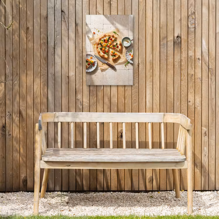 Eten - Tomaten - Basilicum - Maaltijd - Vers Tuinposter op houten frame 2 cm dik klein -sfeer4