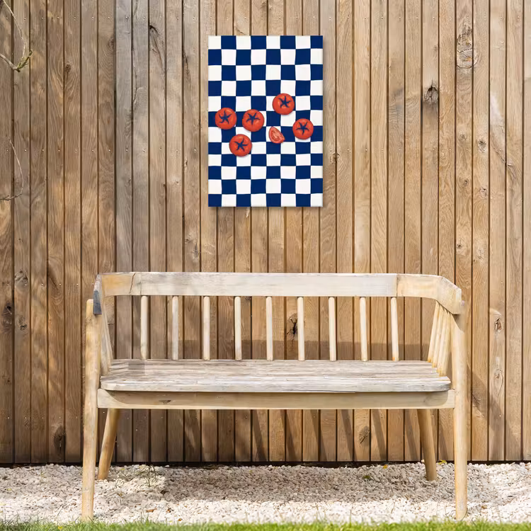 Eten - Tomaten - Keuken - Illustratie - Rood-Blauw Tuinposter op houten frame 2 cm dik klein -sfeer4