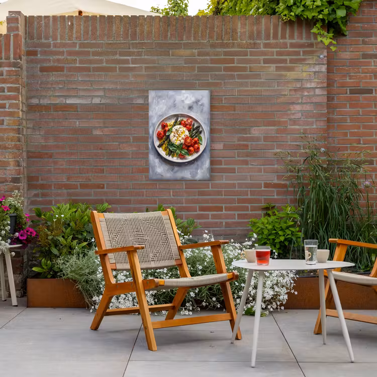 Eten - Groenten - Kaas - Modern - Vers Tuinposter op houten frame 2 cm dik klein -sfeer3
