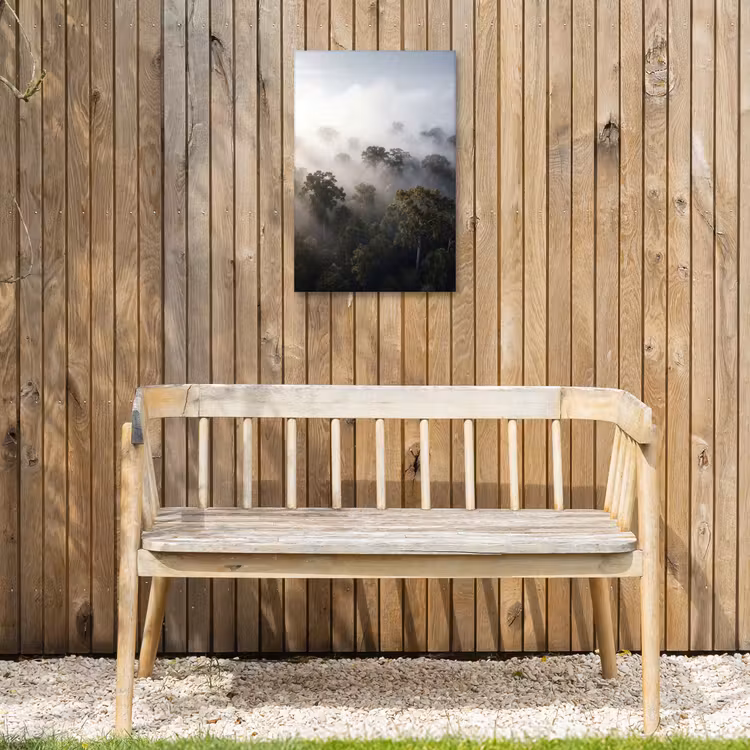 Bos - Mist - Natuur - Groen Tuinposter op houten frame 2 cm dik klein -sfeer4