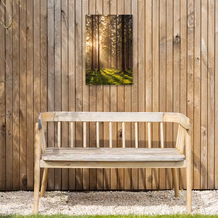 Bos - Gras - Zonlicht Tuinposter op houten frame 2 cm dik klein -sfeer4
