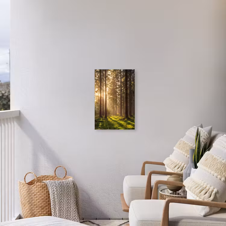 Bos - Gras - Zonlicht Tuinposter op houten frame 2 cm dik klein -sfeer1