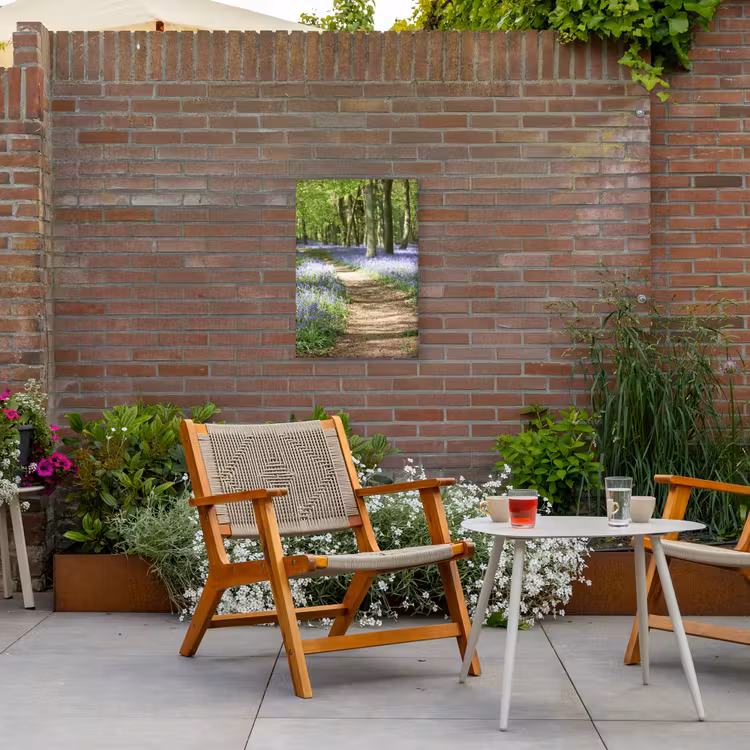Bos - Pad - Bloemen - Paars - Groen - Natuur Tuinposter op houten frame 2 cm dik klein -sfeer3