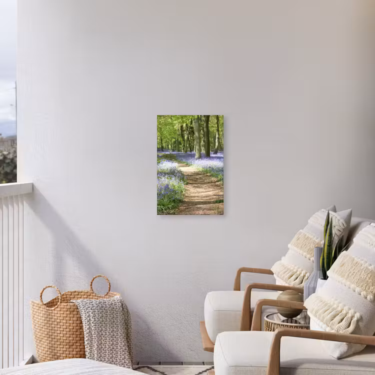Bos - Pad - Bloemen - Paars - Groen - Natuur Tuinposter op houten frame 2 cm dik klein -sfeer1