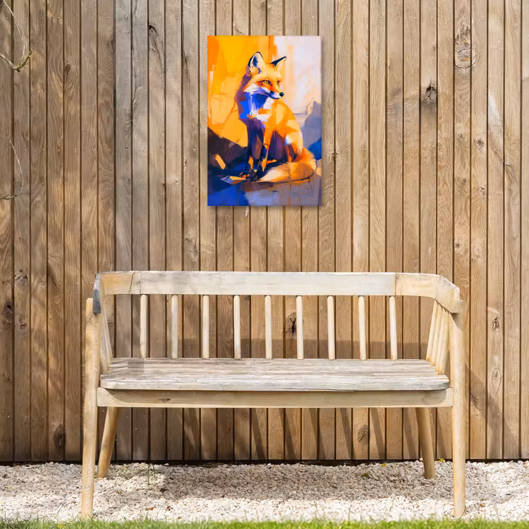 Vos - Oranje - Vormen - Abstract Tuinposter op houten frame 2 cm dik klein -sfeer4
