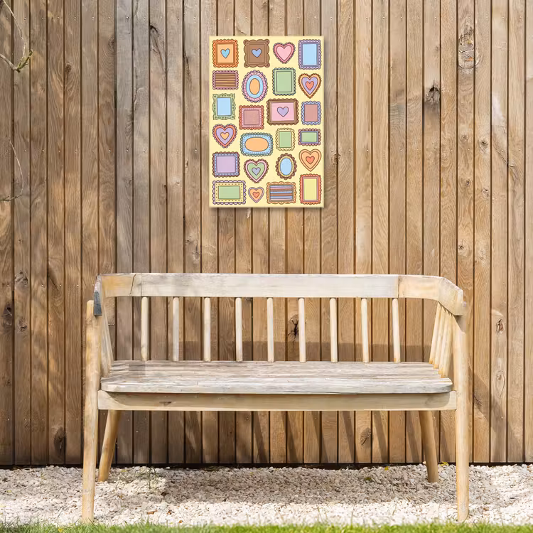 Lijst - Patroon - Hart - Speels - Kleurrijk Tuinposter op houten frame 2 cm dik klein -sfeer4