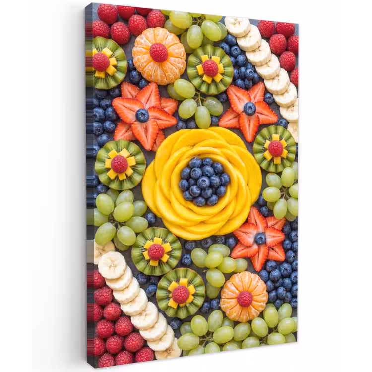Fruit - Arrangement - Gezond - Kleurrijk - Eten Tuinposter op houten frame 2 cm dik klein -3d