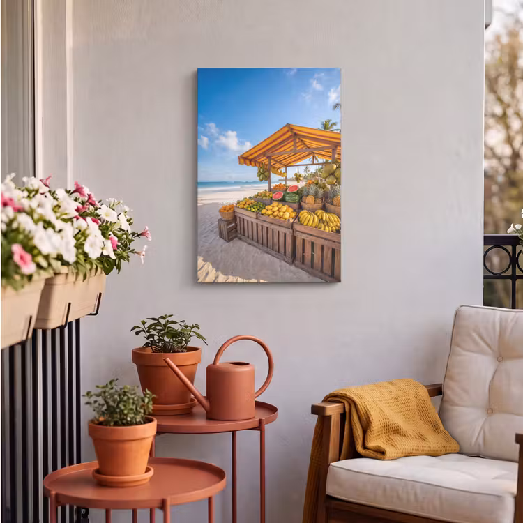Outdoor Canvas Print - Fruit - Beach - Tropical - Fruit - Strand - Tropisch Tuinposter op houten frame 2 cm dik klein