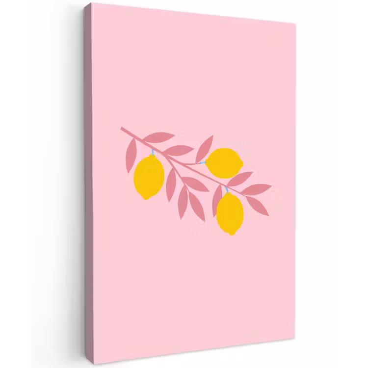 Fruit - Tak - Natuur - Abstract - Roze Tuinposter op houten frame 2 cm dik klein -3d