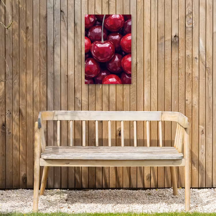Fruit - Kersen - Eten - Modern - Rood Tuinposter op houten frame 2 cm dik klein -sfeer4