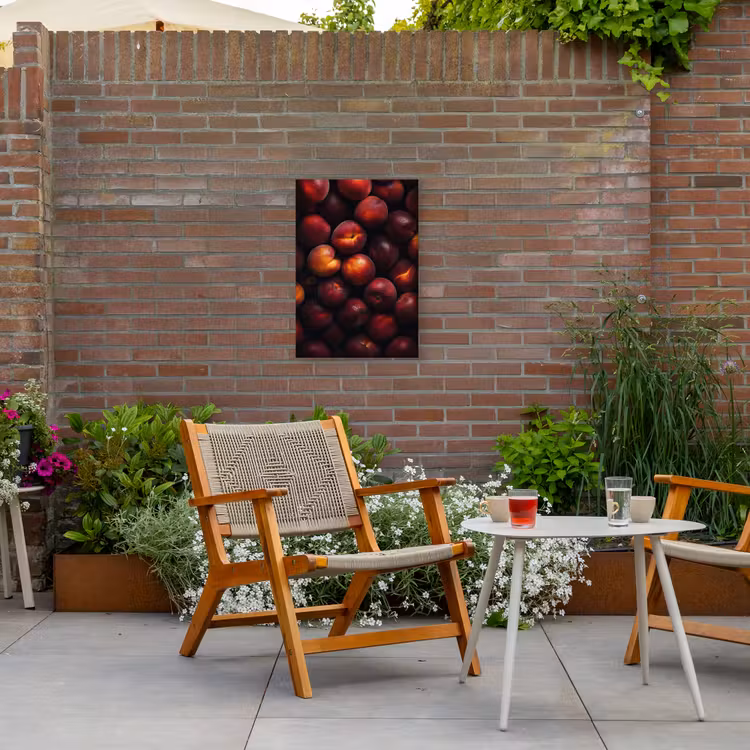 Fruit - Close up - Nectarines Tuinposter op houten frame 2 cm dik klein -sfeer3