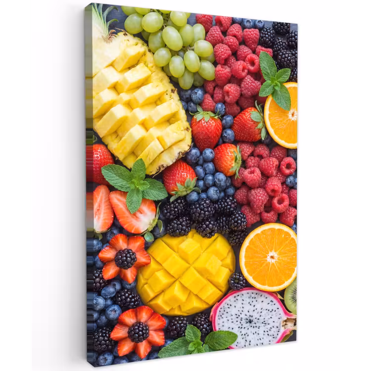 Fruit - Vers - Kleurrijk - Eten Tuinposter op houten frame 2 cm dik klein -3d