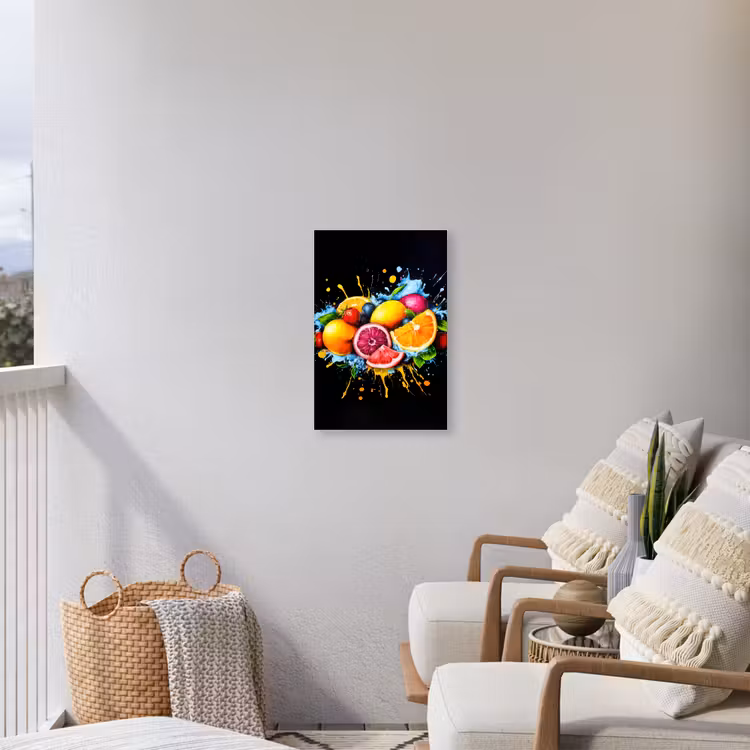 Fruit - Graffiti - Kleurrijk - Sinaasappel - Aardbei - Abstract Tuinposter op houten frame 2 cm dik klein -sfeer1