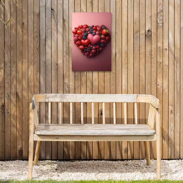 Fruit - Hartjes - Aardbeien - Frambozen - Bosbessen Tuinposter op houten frame 2 cm dik klein -sfeer4