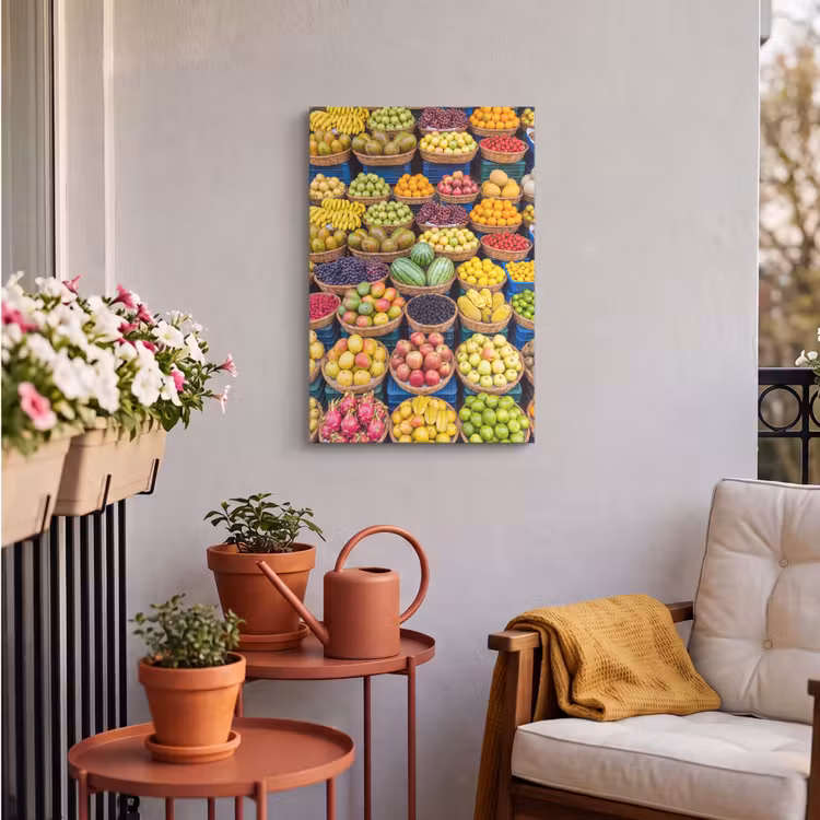 Outdoor Canvas Print - Fruit - Market - Colorful - Fruit - Markt - Kleurrijk Tuinposter op houten frame 2 cm dik klein