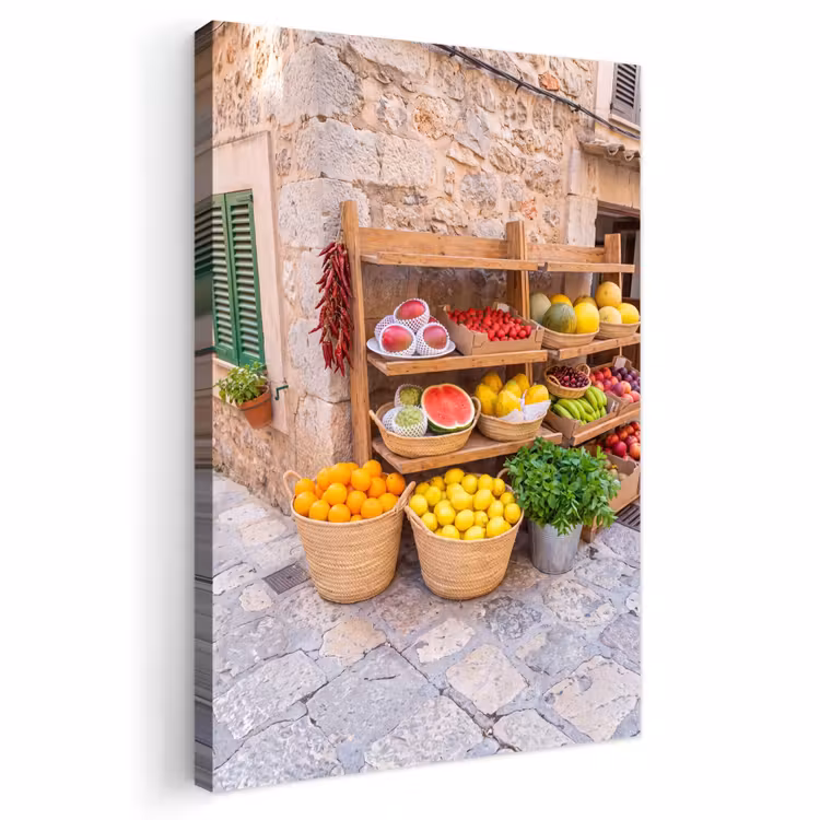 Outdoor Canvas Print - Fruit - Market - Fresh - Fruit - Markt - Vers Tuinposter op houten frame 2 cm dik klein