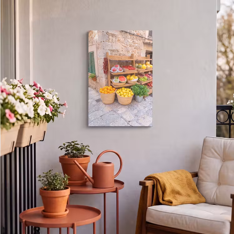 Outdoor Canvas Print - Fruit - Market - Fresh - Fruit - Markt - Vers Tuinposter op houten frame 2 cm dik klein
