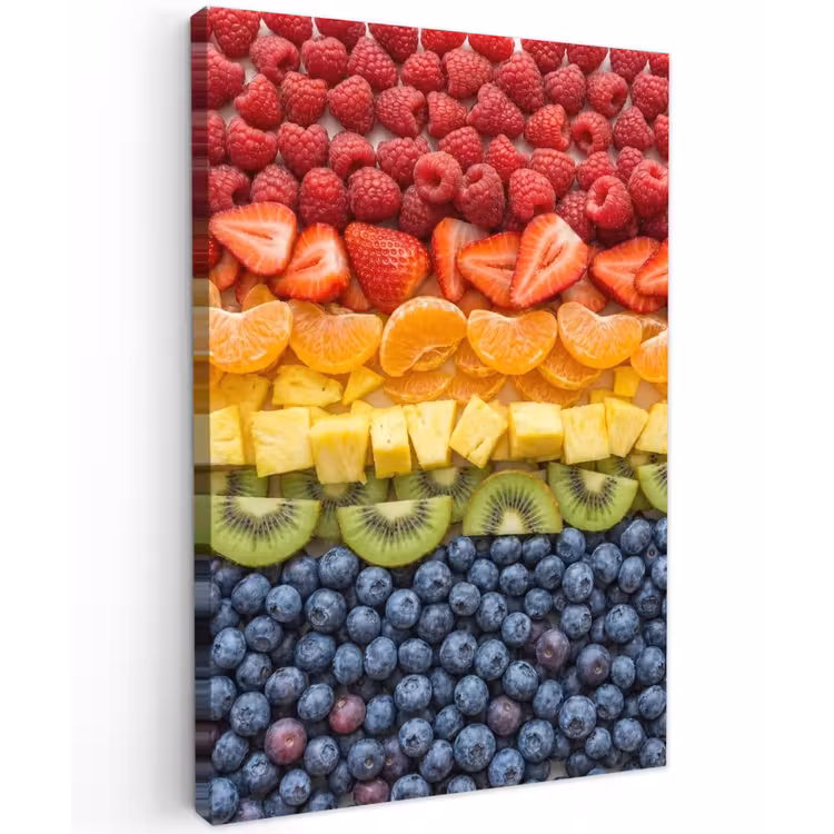 Fruit - Regenboog - Gezond - Kleurrijk Tuinposter op houten frame 2 cm dik klein -3d
