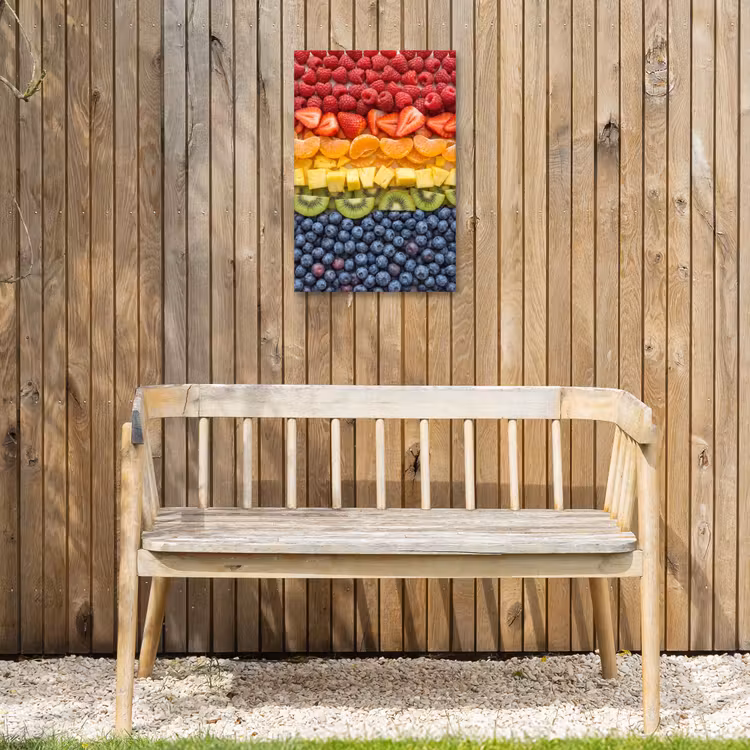 Fruit - Regenboog - Gezond - Kleurrijk Tuinposter op houten frame 2 cm dik klein -sfeer4