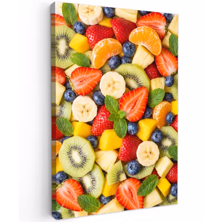 Fruit - Plakjes - Eten - Kleurrijk Tuinposter op houten frame 2 cm dik klein -3d