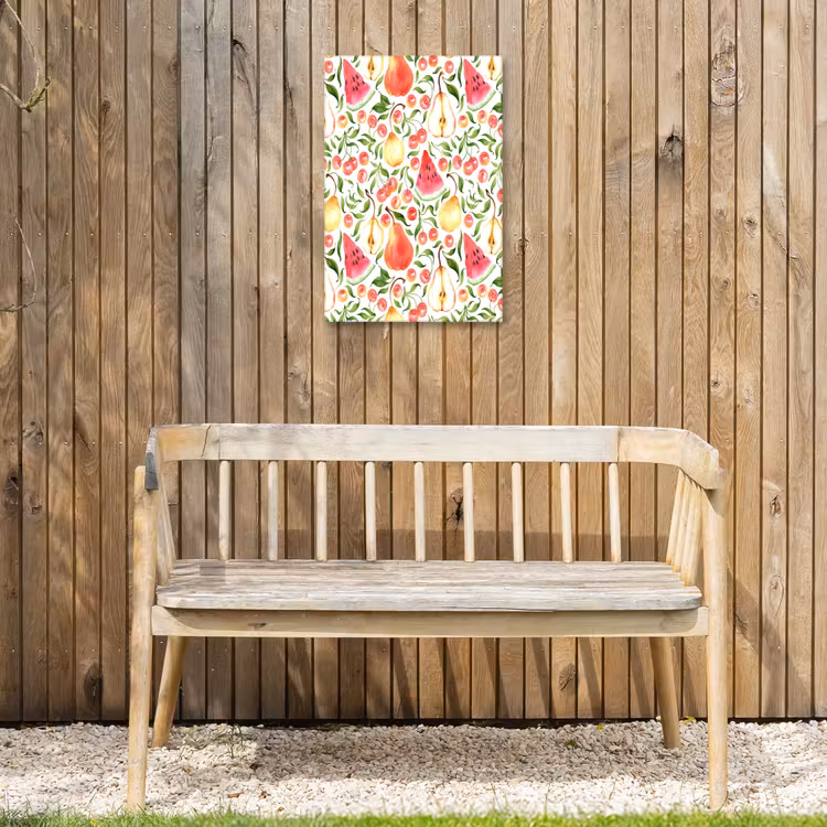 Fruit - Watermeloen - Kersen - Peer Tuinposter op houten frame 2 cm dik klein 841 -sfeer4