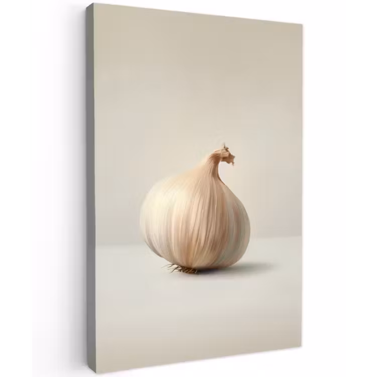 Knoflook - Natuurlijk - Beige Tuinposter op houten frame 2 cm dik klein -3d