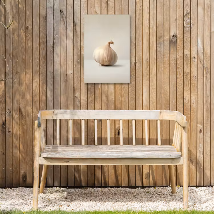 Knoflook - Natuurlijk - Beige Tuinposter op houten frame 2 cm dik klein -sfeer4