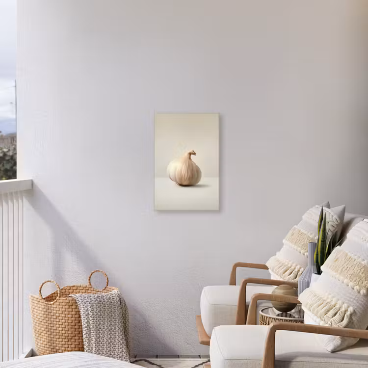 Knoflook - Natuurlijk - Beige Tuinposter op houten frame 2 cm dik klein -sfeer1