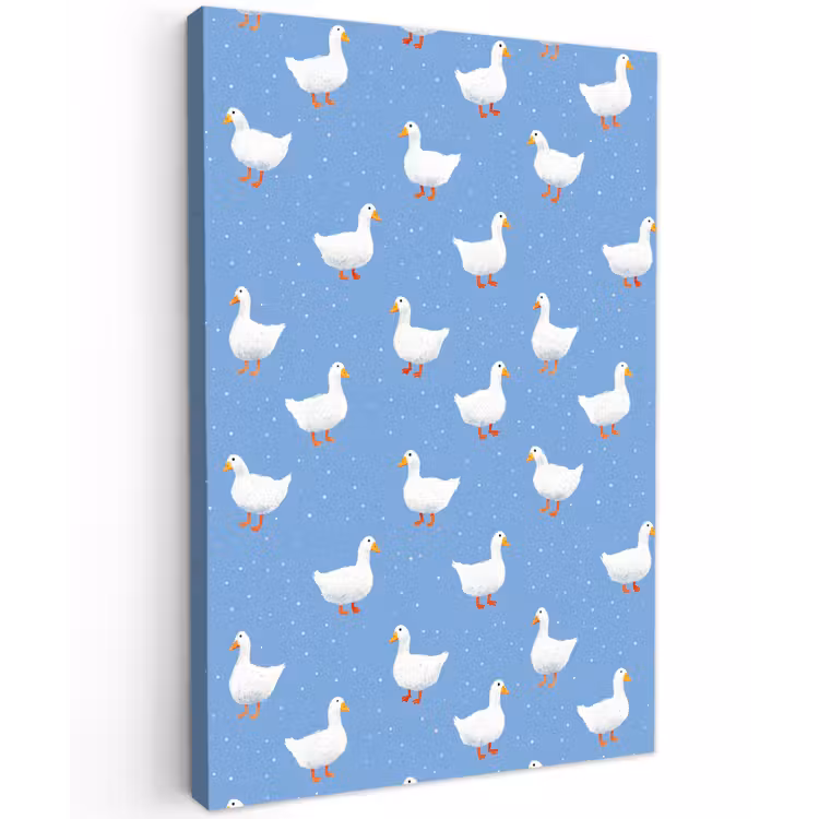 Ganzen - Elegant - Blauw Tuinposter op houten frame 2 cm dik klein 841 -3d