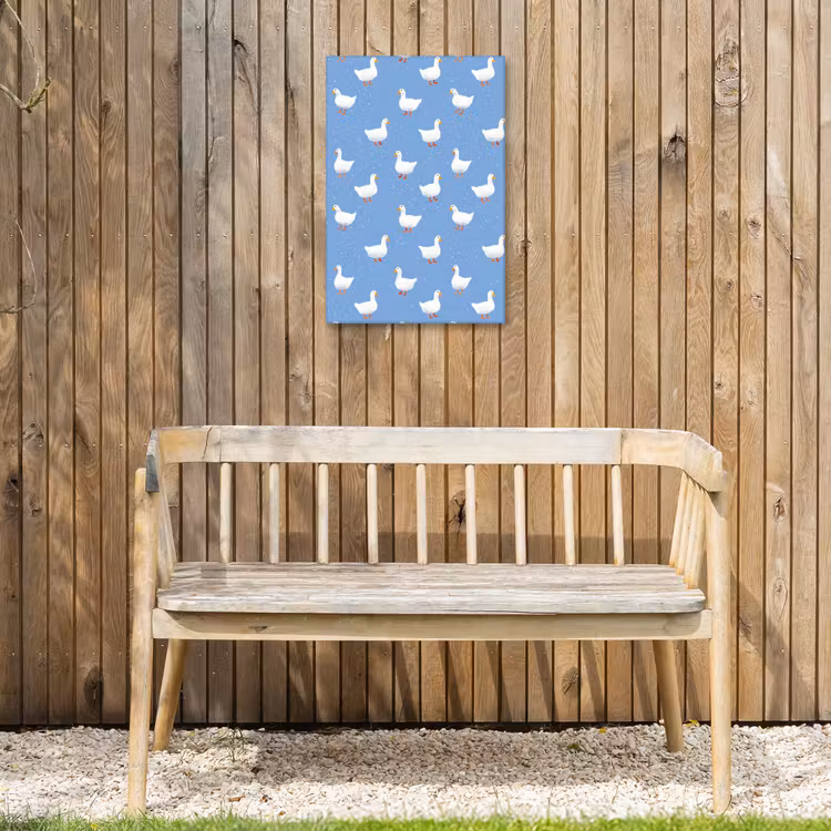 Ganzen - Elegant - Blauw Tuinposter op houten frame 2 cm dik klein 841 -sfeer4