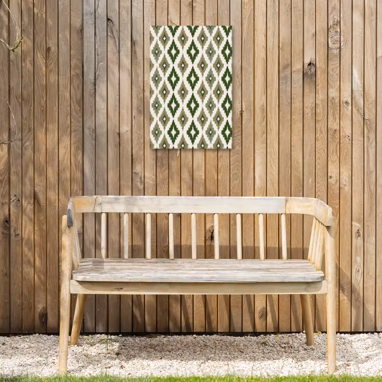Geografisch - Ruitmotief - Groen Tuinposter op houten frame 2 cm dik klein 841 -sfeer4